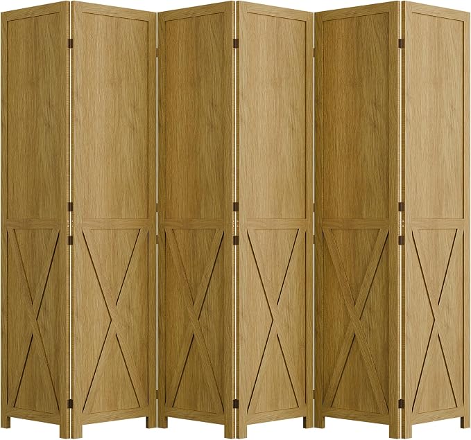 Cozy Castle Wood Room Divider, 6 Panels Folding Privacy Screen, 66.9'' Wall - Image 8