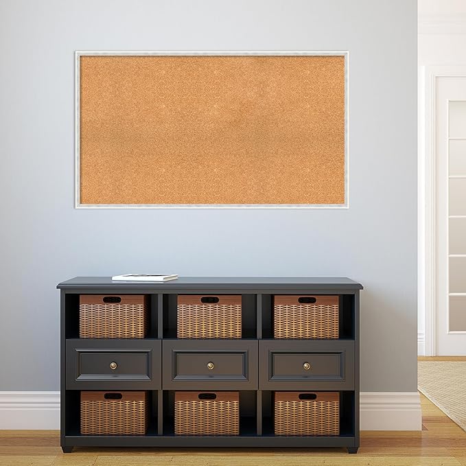 Amanti Art Natural Cork Board for Wall, 27x47 Vision Board with White Frame, Oversize Corkboard Office Decor for Home Organization, Modern Corkboard Pinboard to Display Items for Home Organization in-DeskLoop Office