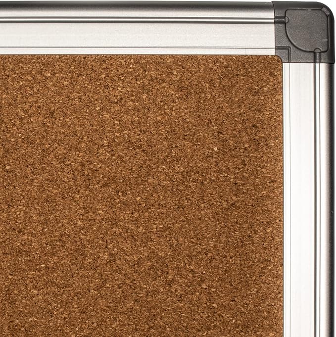 BIBOC 24 x 36 inches Cork Board, Bulletin Board,Felt Board, Pin Board, Notice Board, Memo Board for Homes or Offices, 24 X 36 Inches, Silver Aluminium Frame-DeskLoop Office