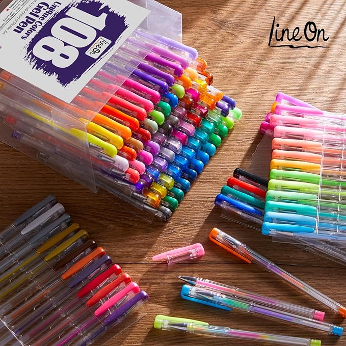 108 Colors Gel Pens Set, Gel Pens for Adult Coloring Books Journals Drawing Doodling Art Markers-DeskLoop Office