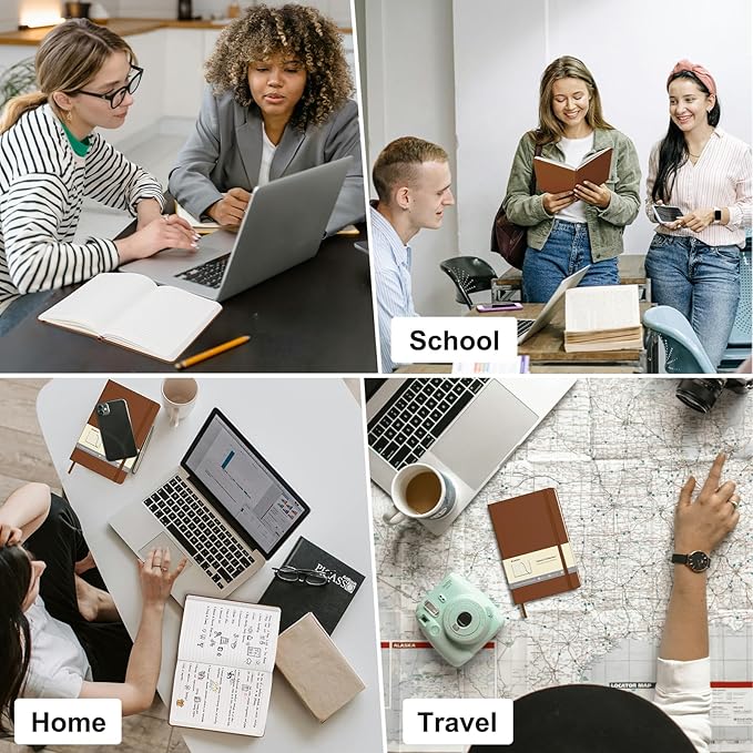 Comix Lined Journal Notebook for Women Men, Journaling Notebooks for Office School Home, Brown, 240 Pages, 5.5" x 8.3", College Ruled, A5, Hardcover-DeskLoop Office