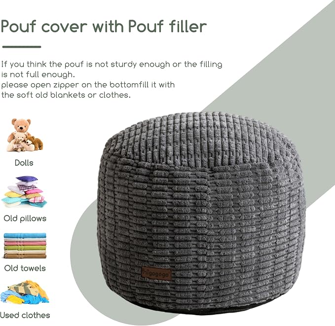 HIGOGOGO Pouf Ottoman Stuffed Round Modern Foam Filled Foot Rest Poufs - Image 8