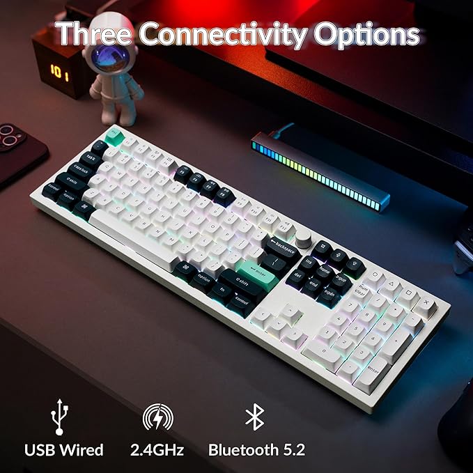 Keychron Q6 HE Wireless Custom Mechanical 100% Full Keyboard, 2.4 GHz/Bluetooth/Wired QMK Rapid Trigger Hot-Swappable Programmable Gateron Double-Rail Magnetic Switches for Mac Windows, Shell White-DeskLoop Office