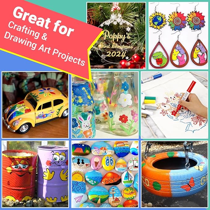 Oil Based Paint Markers, 8 Colors Dual Tip Permanent Paint Pens Paint Markers(0.7mm & 3mm), Waterproof Paint Pen for Rock Painting, Metal Wood Glass Stone Canvas Mugs Fabric Plastic-DeskLoop Office