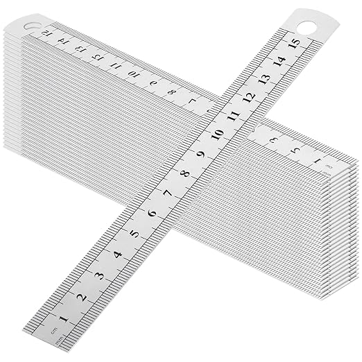 30 PCS 6 Inch Stainless Steel Ruler Bulk, Straight Edge Metal Rulers with Inch and Metric Scale Measuring Tool for Measuring-DeskLoop Office