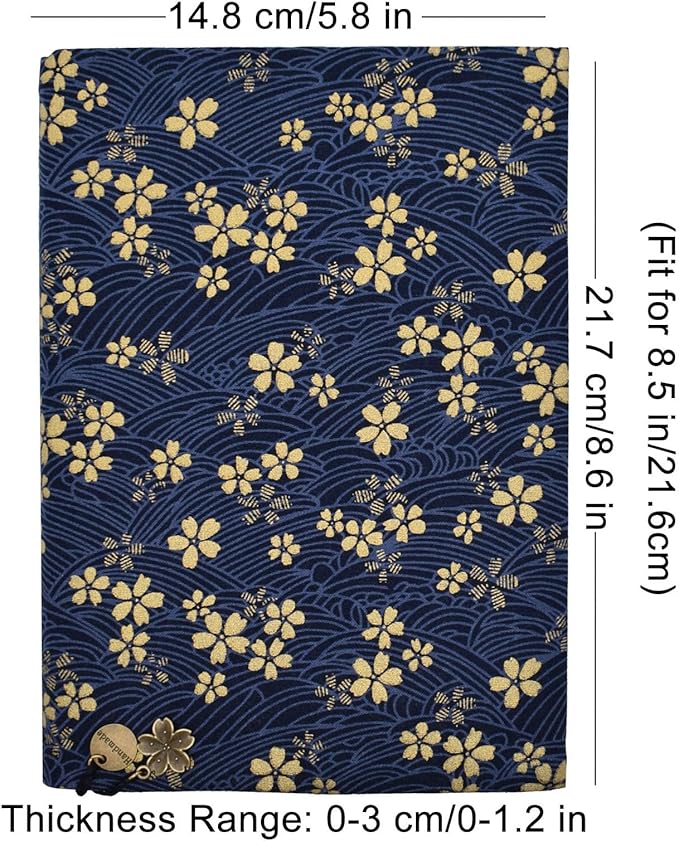 BLBMH 5.5x8.5 inch Book Covers for Paperbacks Adjustable Book Cover for Women Book Lovers Gifts Bible Novels Journal Soft Cloth Protector - Blue Sakura 8.5in-DeskLoop Office