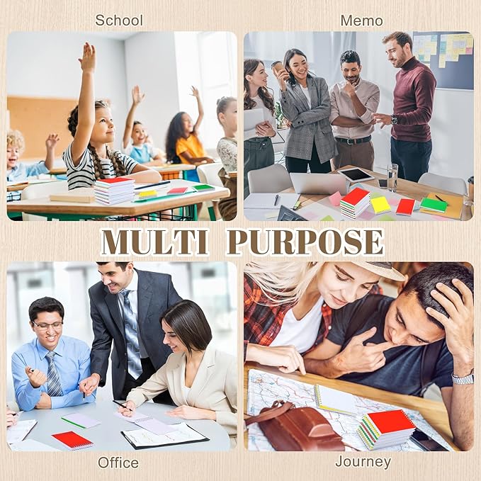 24 Pcs Small Pocket Notebooks 3 x 5 Inch Mini Memo Spiral Notepads Top Bound College Ruled Lined Note Pads for Back School Office Journaling Noting, 75 Sheets/Pad (3 Colors)-DeskLoop Office