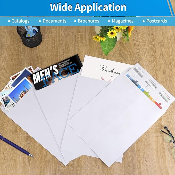 20 Pack Catalog Envelopes Self Seal, 9 x 12 Inches Catalog Mailing Envelopes, White Manila Envelopes for Mailing, Organize, Storage, Home, Office-DeskLoop Office