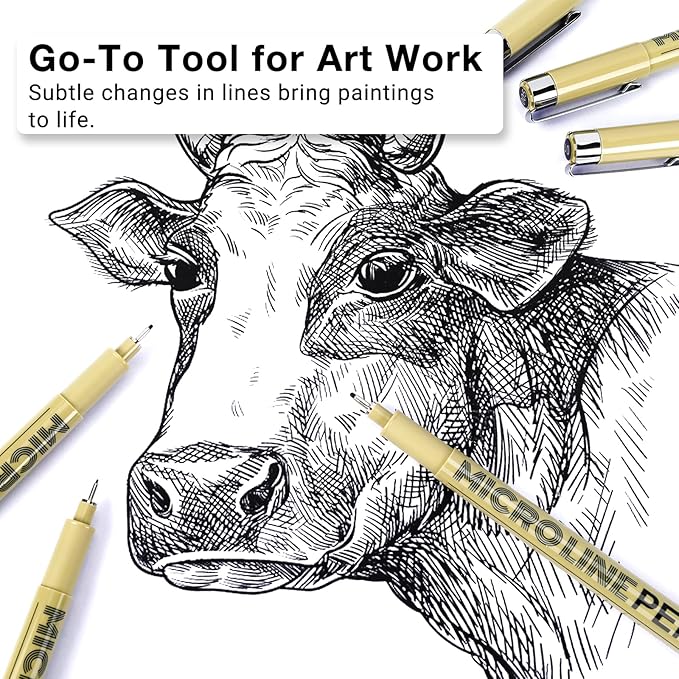 KERIFI Fineliner Ink Pens, Black Micro Fine Point Drawing Pens Waterproof Archival Ink Multiliner Pens for Artist Illustration, Sketching, Technical Drawing, Zentangle, Scrapbooking (6 Assorted Nib)-DeskLoop Office