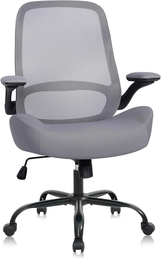 HYLONE Heavy Duty Office Chair, 5" Thickened Seat Ergonomic Desk Chair with Adjustable Armrests, Home Office Computer Chairs for Long Hours Mesh Executive Chair(Dark Grey)-DeskLoop Office