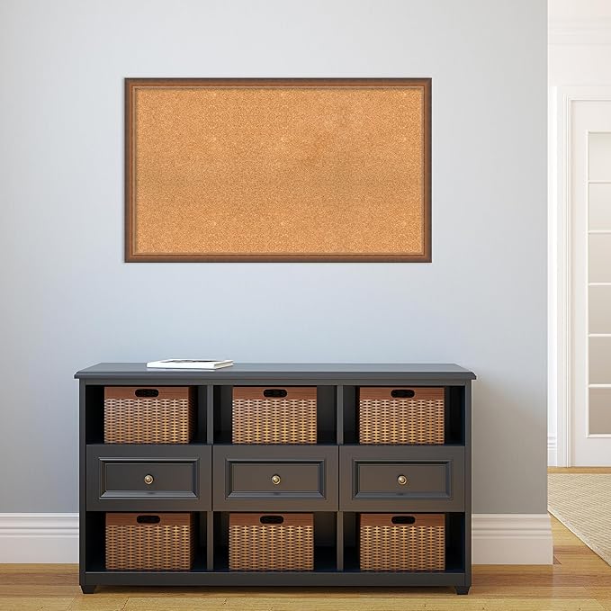 Amanti Art Natural Cork Board for Wall, 24x40 Vision Board with Bronze Frame, Large Corkboard Office Decor for Home Organization, Modern Corkboard Pinboard to Display Items for Home Organization in-DeskLoop Office