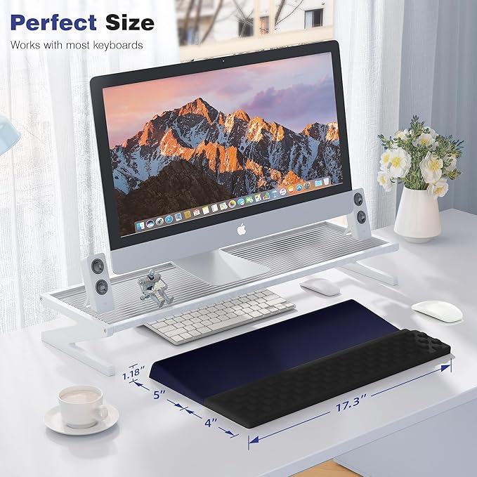 Ospelelf Ergonomic Keyboard Wrist Rest Stand Riser Holder Pad for Typing Black Blue-DeskLoop Office