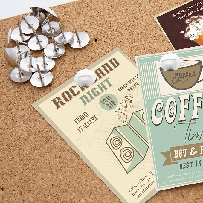 BAZIC Push Pins, Nickel Silver Flat Head Steel Point Thumb Tacks Pin for Cork Bulletin Board Map Posters Picture Office School (200/pack), 1-Pack…-DeskLoop Office