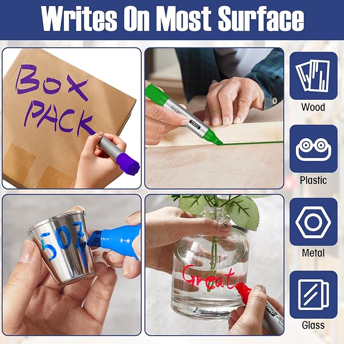 Fuutreo 10 Pack Jumbo Permanent Markers Bulk Large Chisel Tip Permanent Markers Quick Drying Waterproof Big Huge Poster Pens for Office, Logistics Company and More(Rich Color)-DeskLoop Office