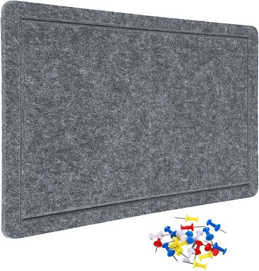YOKIVE Felt Bulletin Board, 24 x 18 -Inch Foldable Decorative Pin Board Self Adhesive Felt Cork Board with 20 Pushpins, Great for Wall, Photo Display, Paste Note, Schedule(Gray)-DeskLoop Office