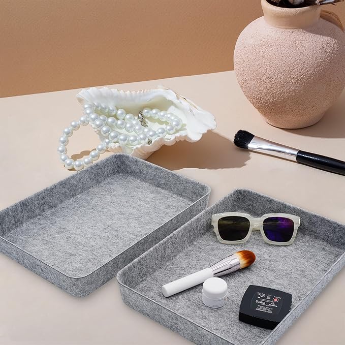 Welaxy 2-Piece Office Desk Drawer Organizer Tray Letter-Size documents A4 Paper Book File Folder Holder Storage Bins (Gray)-DeskLoop Office