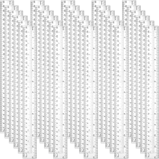 Zonon 30 Pcs 12 Inch Plastic Ruler Assorted Colors Ruler Bulk with Centimeters Millimeter and Inches Rulers First Day of School Gift for Kids School Classroom Office Supplies(Clear,Plastic)-DeskLoop Office
