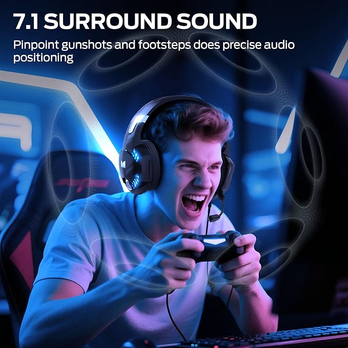 Monster Mission 300 Wireless Gaming Headset, 2.4GHz/Bluetooth Gaming Headphones, Low Latency, Stereo, Audio Location Recognition, 48H Battery Life, Suitable for PS5, PC, PS4 and Other Gaming Devices-DeskLoop Office