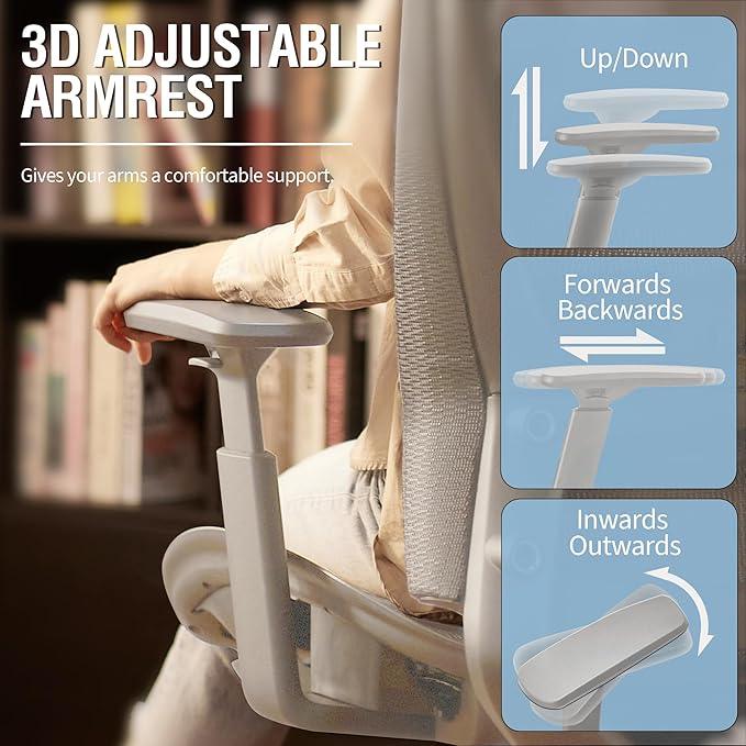 ELABEST T96 Mesh Office Chair,Ergonomic Computer Desk Chair,Sturdy Task Chair- Adjustable Lumbar Support & Armrests,Tilt Function,Comfort Wide Seat,Swivel Home Office Chair-DeskLoop Office