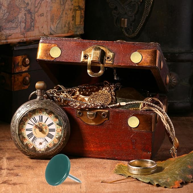 uxcell 150Pcs Upholstery Tacks, 11mmx13mm Flat Head Thumb Tack Decorative Furniture Nails Push Pins for Furniture Sofa Headboards, Green-DeskLoop Office