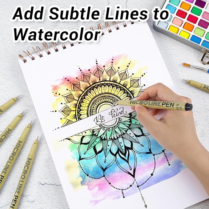 KERIFI 01 Fineliner Ink Pens, 0.25mm Black Micro Fine Point Drawing Pens Waterproof Archival Ink Multiliner Pens for Artist Illustration, Sketching, Technical Drawing, Zentangle, Scrapbooking (6 Pack)-DeskLoop Office