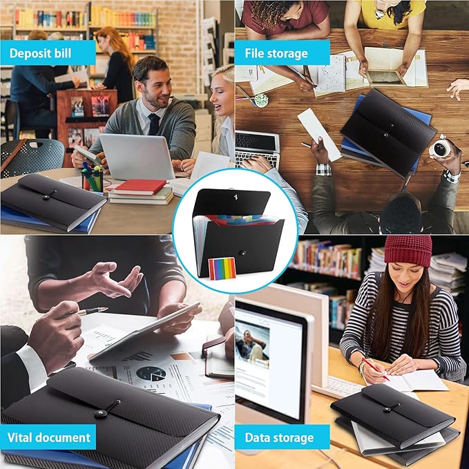 Expanding File Folder with 13 Pockets, Red, Polypropylene, 12.99" x 9.45" x 1.1"-DeskLoop Office