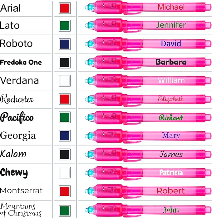Personalized Invisible Disappearing Ink Pen Marker, Custom Secret Spy Message Writer with UV Light, Fun Activity Entertainment for Kid Party Favors Ideas Gifts and Stock Stuffers, 24 Pack, Pink-DeskLoop Office