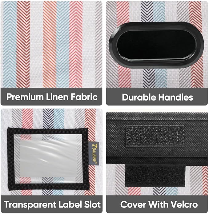 BALEINE File Organizer Box with Lid, Collapsible File Folder Organizer with Plastic Slide, Hanging File Folder Box for Office Document Storage (2 Pack, Color Stripe)-DeskLoop Office