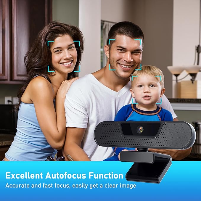 4K Webcam, Computer Camera with 4 Noise-canceling Microphones for Computer/Laptop/Mac, Privacy Cover and Tripod, Work with Video Conference, Live Streaming, Gaming, Video Calls, Zoom-DeskLoop Office