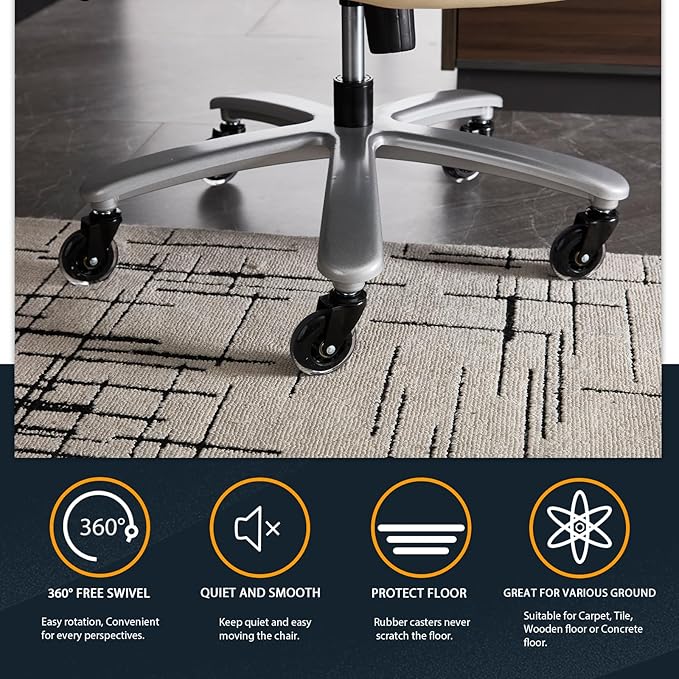 Big and Tall Office Chair for Heavy People, 500LBS High Back Extra Wide Heavy Duty Executive Office Chair Comfortable for Home, Large Computer Desk Chairs with Adjustable Lumbar Support Beige-DeskLoop Office