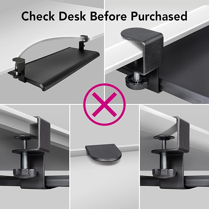 EHO Clamp-On Retractable Adjustable Keyboard Tray, Under Desk Ergonomic Keyboard Tray - Easy Tool-Free Install - Large Surface 27.5" (31.8" Including Clamps) x 12.5" Home & Office-DeskLoop Office
