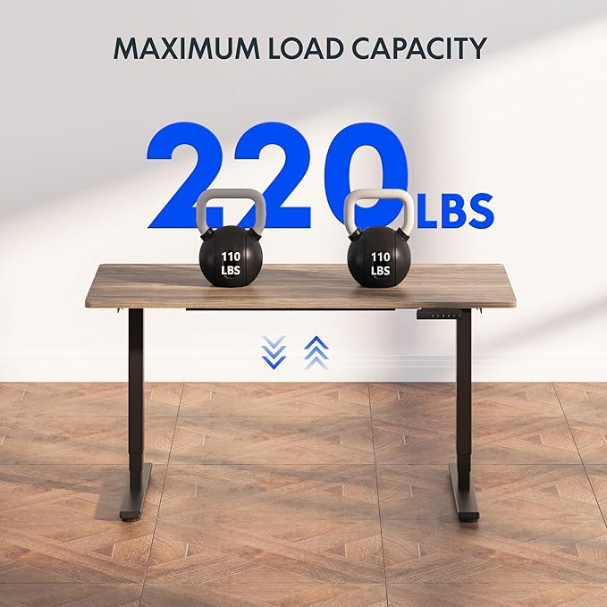 FLEXISPOT E6 Essential 3 Stages Dual Motor Electric Standing Desk 48x30 Inch Whole-Piece Board Height Adjustable Electric Sit Stand Desk(Black Frame + Brown Wood Grain Desktop, 2 Packages)-DeskLoop Office