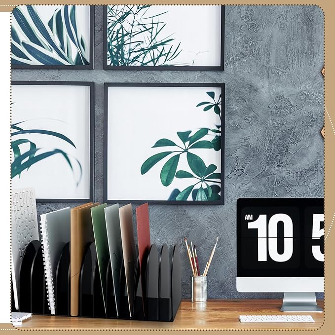 Ctosree Acrylic File Organizer for Desk Vertical 15 Compartments File Sorter Mail Organizer Desktop Countertop Folder Stand Racks for Office Home School Desk(Arch,Black)-DeskLoop Office