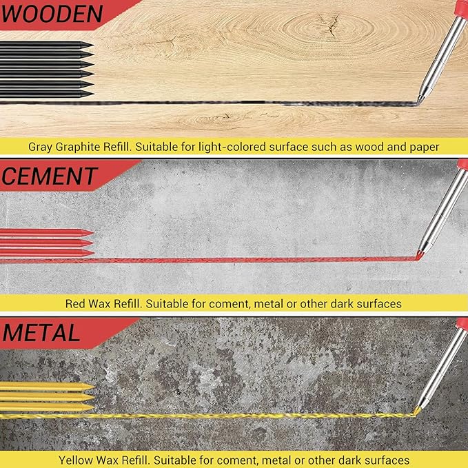 Gegong 24 Pieces 2.8 mm Diameter Solid Carpenter Pencil Set Pencil Refills for Carpenter Carpenter Marker Woodworking Mechanical Pencil (Yellow Refill)-DeskLoop Office