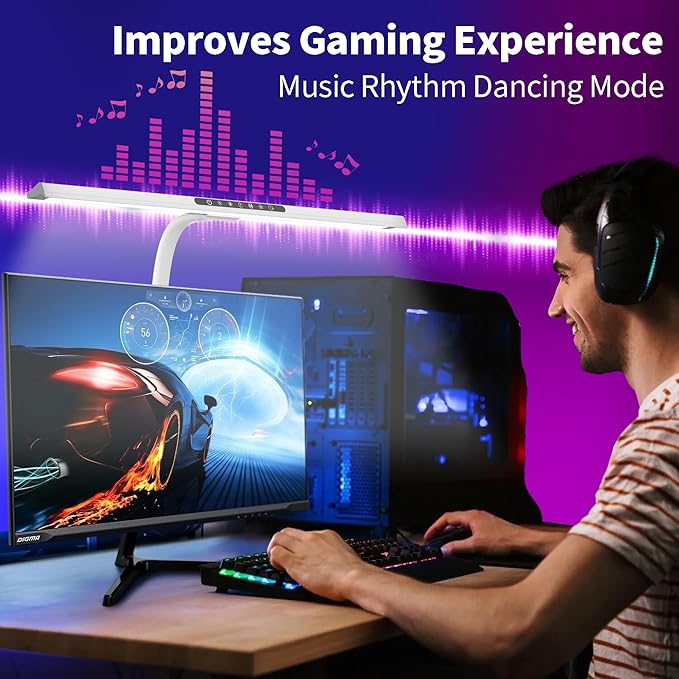 2-in-1 Desk Lamp with RGB Backlight,Architect Desk Lamps for Home Office,24W Tall Desk Lamp with Clamp,60"Timer,25 Lighting Modes,Eye Protection Swing Arm Lamp for Home/Office/Gaming/Study-DeskLoop Office