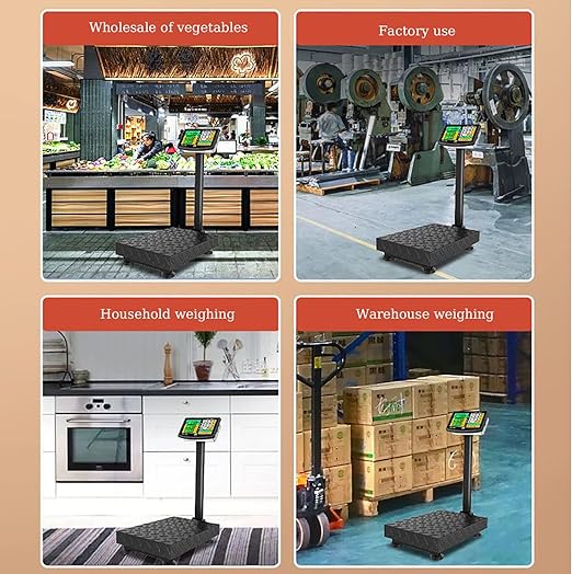 Industrial Platform Scale 660lb Floor Weight Computing Postal Scale Digital Large Scale LB/KG Perfect Foldable for Postal Luggage Shipping Mailing Weighing Double-Sided Display-DeskLoop Office