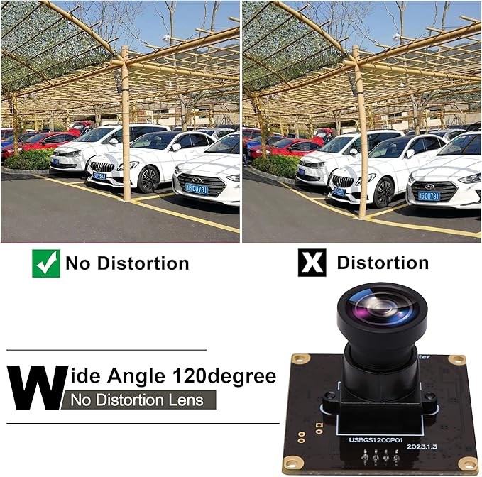 ELP High Speed Wide Angle Global Shutter USB Camera Module for Computer 1080P Mini UVC USB2.0 Webcam Board with 120degree No Distortion Lens AR0234 High Frame 90fps Web PC Camera Board for Laptop-DeskLoop Office