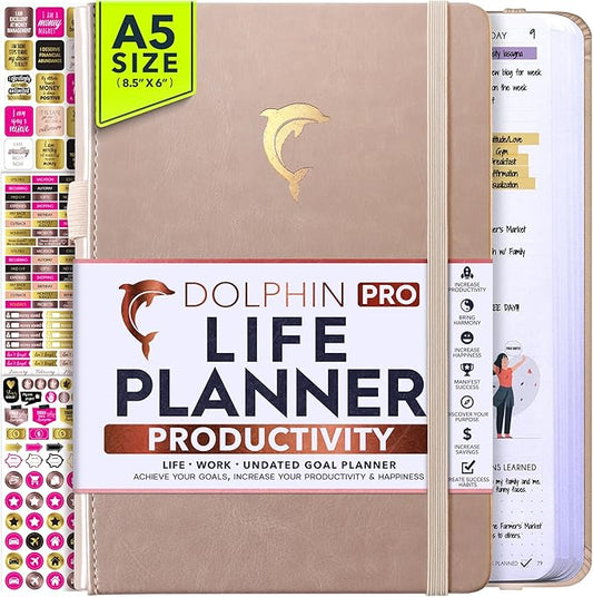 Life Planner - Gratitude Journal for Men & Women | Daily, Weekly & Monthly Planner with Budget Section, Time Blocking, Habit Tracker for Peace of Mind Planning to Increase Productivity & Happiness-DeskLoop Office