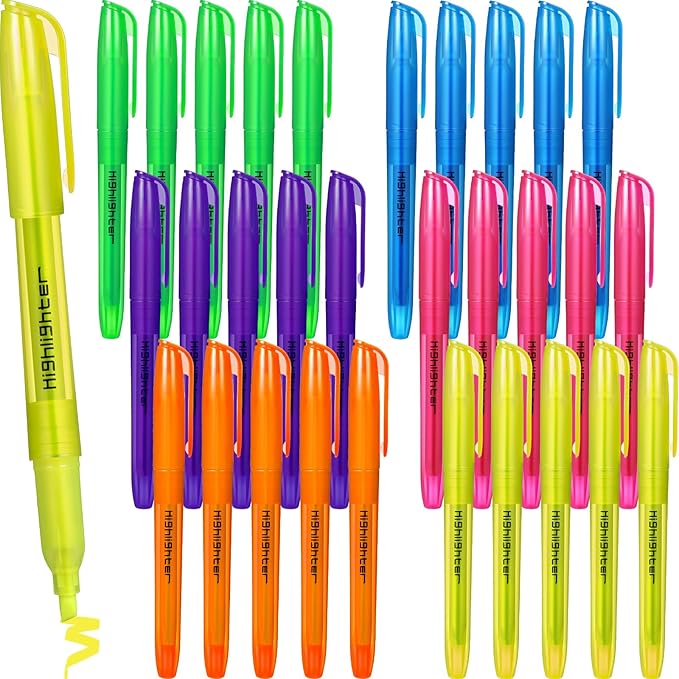 Thenshop 30 Pcs Highlighter Bulk Pack Assorted Colors Highlighter Markers Chisel Tip Fluorescent Pens for Office Classroom Back to School Supplies-DeskLoop Office