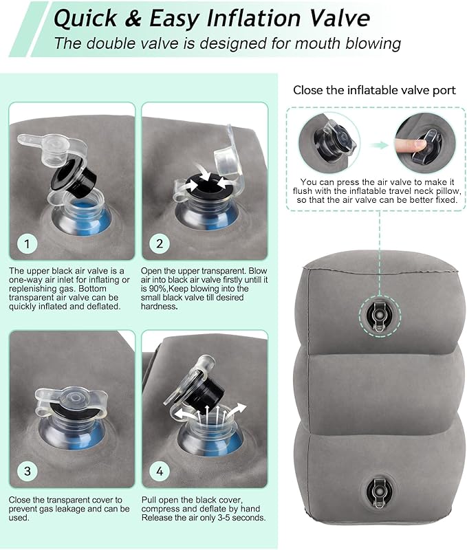 JefDiee Inflatable Foot Rest Pillow, Kids Airplane Bed, Adjustable 3 Layers Height Leg Rest Pillow, Airplane Travel Essentials Great for Office, Home, Trains, Cars-DeskLoop Office