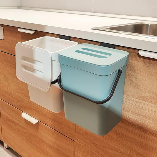 stonespace Compost Bin Indoor Kitchen Sealed, Mountable Compost Bucket, Hanging Food Waste Bin for Kitchen,1.3 Gallon/ 5L Blue-DeskLoop Office