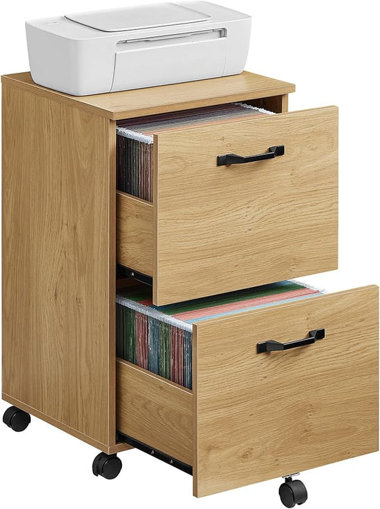 VASAGLE 2-Drawer File Cabinet, Small Rolling Filing Cabinet for Home Office, Printer Stand, for A4, Letter-Size Documents, 15.7 x 16.5 x 27.6 Inches, Straw Yellow UOFC040Y70-DeskLoop Office