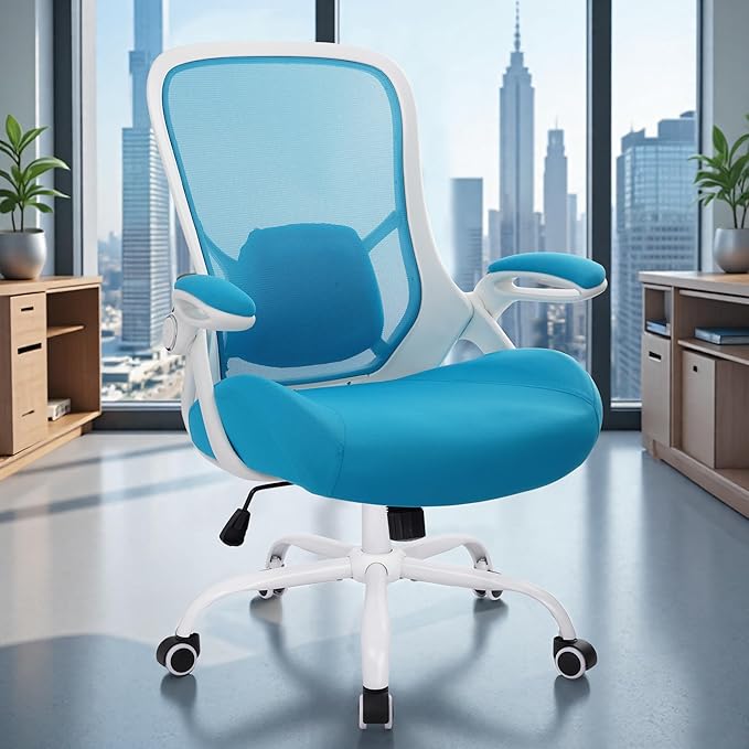 HYLONE 400lbs Heavy Duty Office Chair, 5" Thickened Seat Ergonomic Desk Chair with Adjustable Armrests, Home Office Computer Chairs for Long Hours Mesh Executive Chair(Blue)-DeskLoop Office