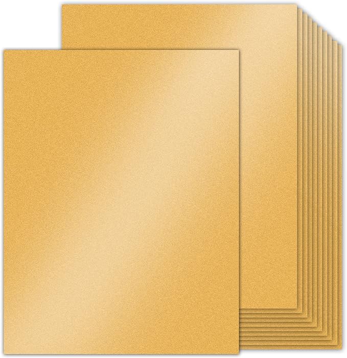 100 Sheets Gold Shimmer Cardstock 8.5 x 11 Metallic Paper, Goefun 80lb Card Stock Pearlescent Paper for Invitations, Birthday, Anniversaries, Card Making-DeskLoop Office