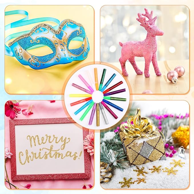 72 Pcs Glitter Glue Pens Bulk 18 Colors Crafts Pens Stick Glitter Glue for Crafts School Gifts Supplies for DIY Arts, Projects Scrapbooking, Cards(6 ml)-DeskLoop Office