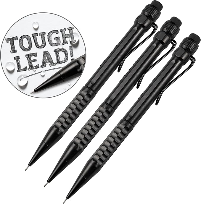 Rite in the Rain Weatherproof Mechanical Twist Pencil, Black Barrel, 0.9mm Black Lead, 3 Pack (No. BK9-3)-DeskLoop Office