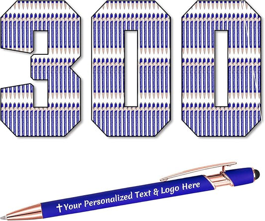 STREADVE 300 Personalized Custom Pens Engraved Writing Pen with Name Logo, Customized Promotional Items Stylus Pen Gifts for Men Women Realtor Nurse Wedding Business, Blue-DeskLoop Office