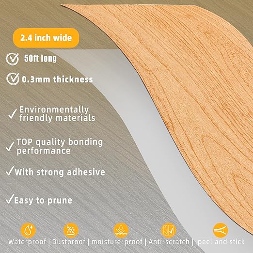 GSCIT Club Maple Wallpaper, 2.4 inch X 50ft Self Adhesive Wood Grain Repair Tape Maple Repair Patch for Tables, Chairs, Baseboards, Doors, Windows, Floors, Handicraft DIY.-DeskLoop Office