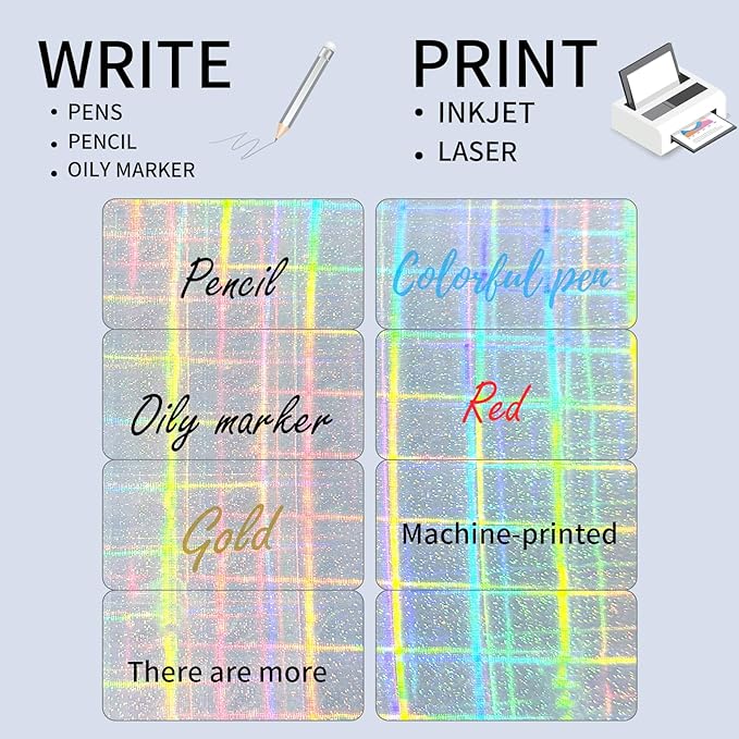 STARLIBOO Shipping Labels Stickers, 2"×4" Printable Holographic Mailing Labels for Laser/Inkjet Printing, Permanent Adhesive Sticker (Holographic Shiny)-DeskLoop Office