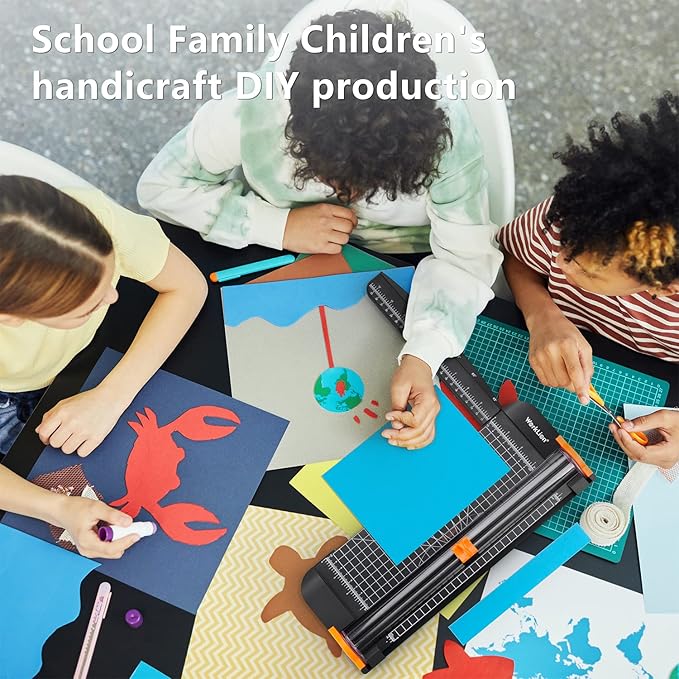 WORKLION Paper Cutter - A4 Paper Craft Cutter with Security Blade for Cut Gift Card, Coupon, Label, Cardstock, Photo, 12 inch Black Office Paper Trimmer-DeskLoop Office